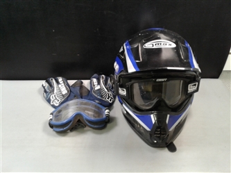 Gmax Helmet, Goggles and Gloves 