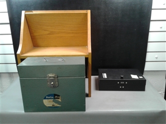 Magazine Rack, Porta-File Box & Brinks Key Box