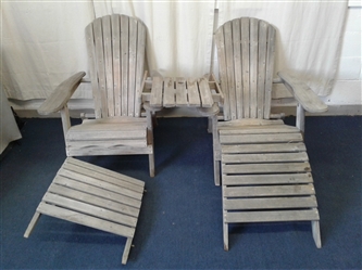 Pair of Adirondack Chairs with Footrests and Table 
