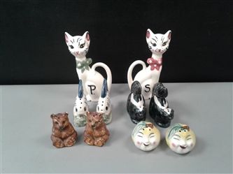 5 Pairs of Salt & Pepper Shakers-Animals & Fruit Faces