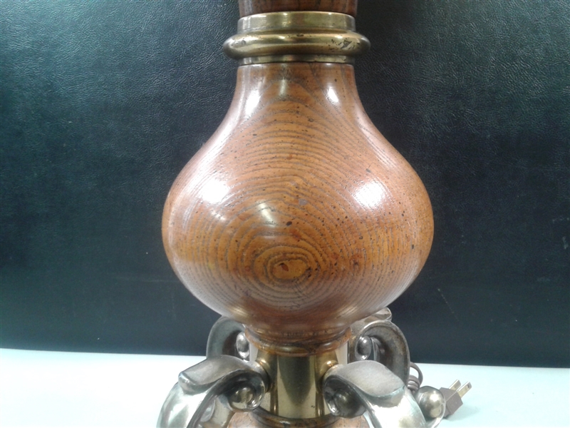 Knob Creek Metal and Wood Vintage Mid Century Table Lamp