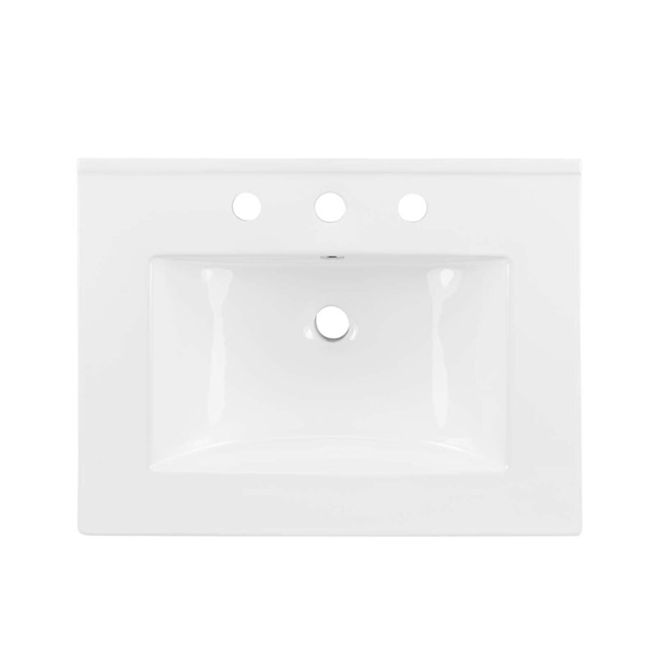 White Ceramic Rectangular Drop-in Bathroom Sink