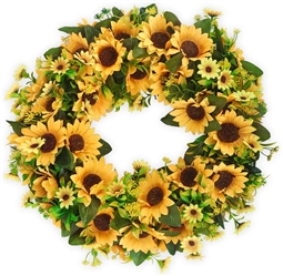  Artificial Sunflower Wreath 18 Inch