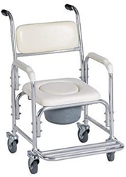  HEALTHLINE Shower Bedside Commode Chair Padded Seat With Wheels