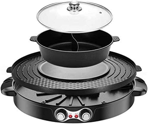 Electric Hot Pot Grill Pan 2 in 1 Cooker