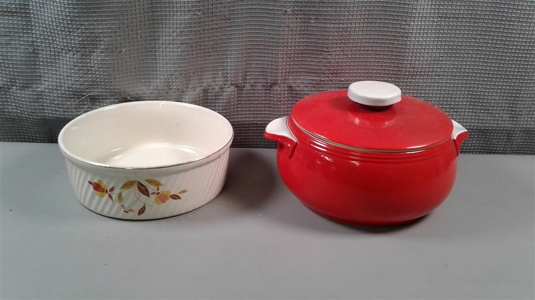 Vintage Hall's Superior Quality Kitchenware Autumn Leaf & Red