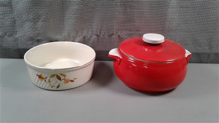 Vintage Halls Superior Quality Kitchenware Autumn Leaf & Red