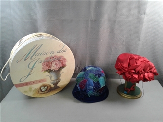 Vintage Hats with Stand and Hat Box
