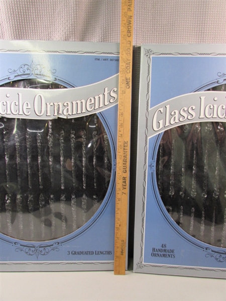Glass Icicle Ornaments-2 New Packs, plus More Ornaments.