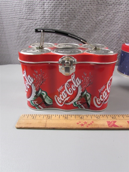 Coca-Cola Nesting Tins with Yo-Yo and Latching Tin with Handle