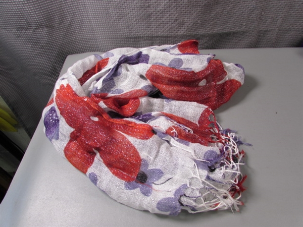 Scarves, Wraps, and Boas- Red Hat Society