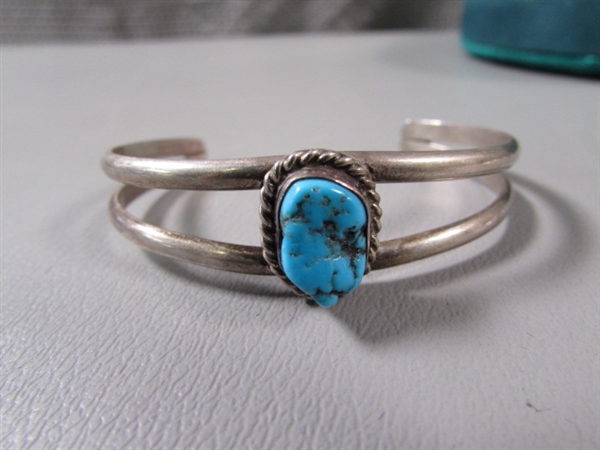 Turquoise Cuff Bracelet, Keychains, Necklace and Jewelry Box