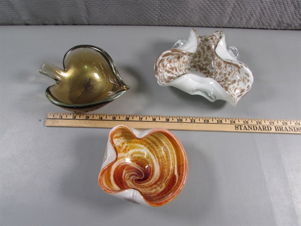 3 ART GLASS DISHES