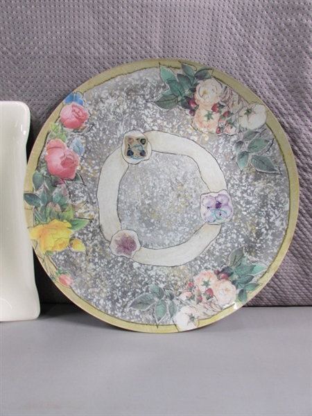 VASES, CANDLE HOLDERS, TRAY, & PLATTER