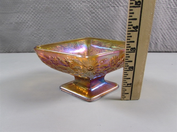 VINTAGE AMBER IRIDESCENT CARNIVAL GLASS COLLECTION