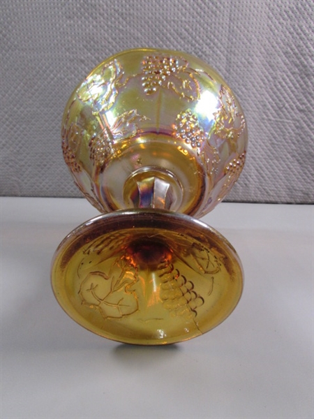 VINTAGE AMBER IRIDESCENT CARNIVAL GLASS COLLECTION