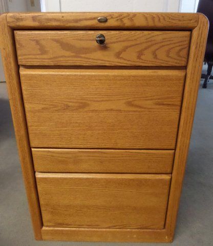 ENCORE OAK TWO DRAWER FILE CABINET  & PRINTER DESK