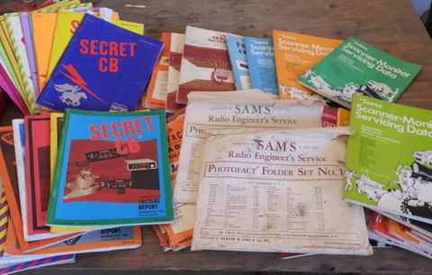 MANY ISSUES OF RADIO SERVICES MANUALS, AND SAM'S MANUALS, 2 BOXES