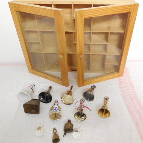 Lot Detail Knick Knack Wall Cabinet With Collectible Bells