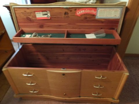 BEAUTIFUL 1950'S LANE CEDAR CHEST WITH ORIGINAL PAPERWORK