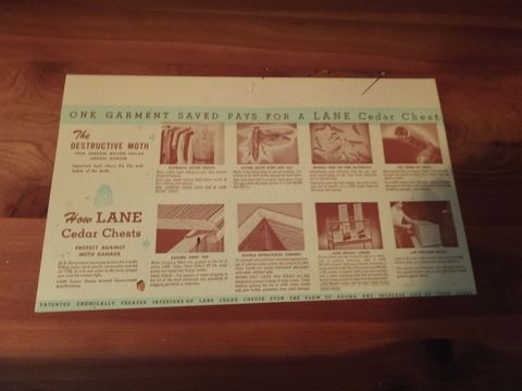BEAUTIFUL 1950'S LANE CEDAR CHEST WITH ORIGINAL PAPERWORK