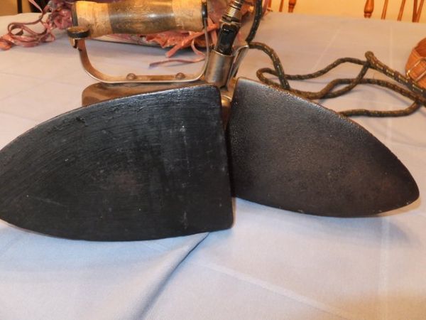 2 ANTIQUE FLAT IRONS & A VINTAGE ELECTRIC IRON