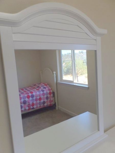 WHITE SIX DRAWER DRESSER WITH MIRROR