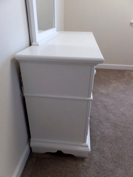 WHITE SIX DRAWER DRESSER WITH MIRROR