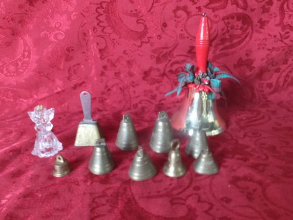 ITALIAN BRASS BELLS PLUS 2 BRASS CHRISTMAS BELLS, AN ANGEL & MORE