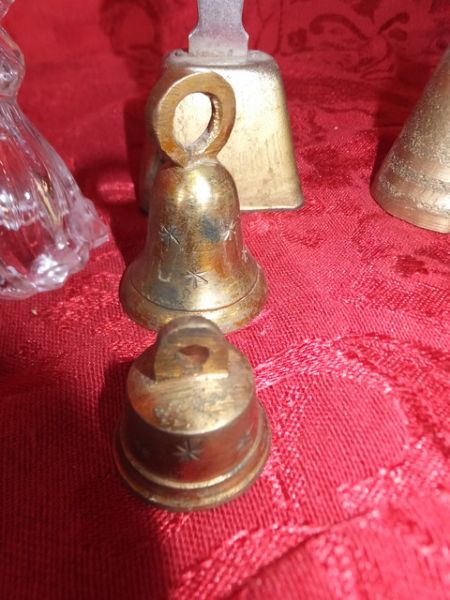 ITALIAN BRASS BELLS PLUS 2 BRASS CHRISTMAS BELLS, AN ANGEL & MORE