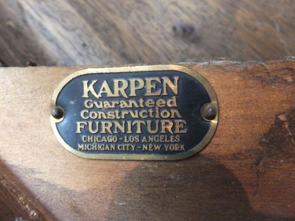 ANTIQUE WOOD TABLE WITH CHAIRS BY KARPEN