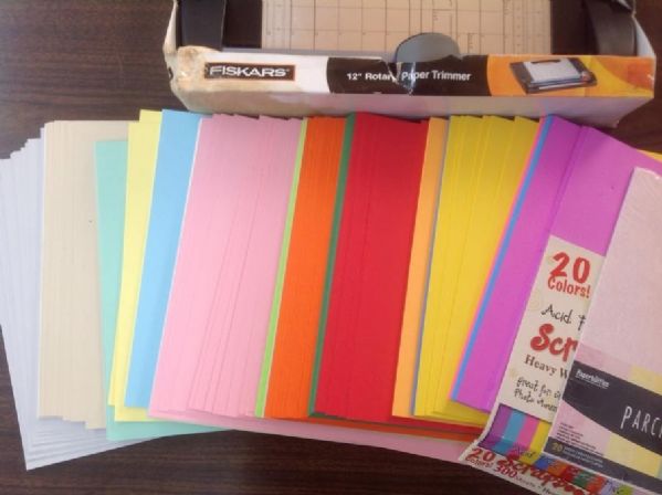 SCRAPBOOKING HEAVY WEIGHT CARD STOCK AND FISKARS 12 ROTARY CUTTER