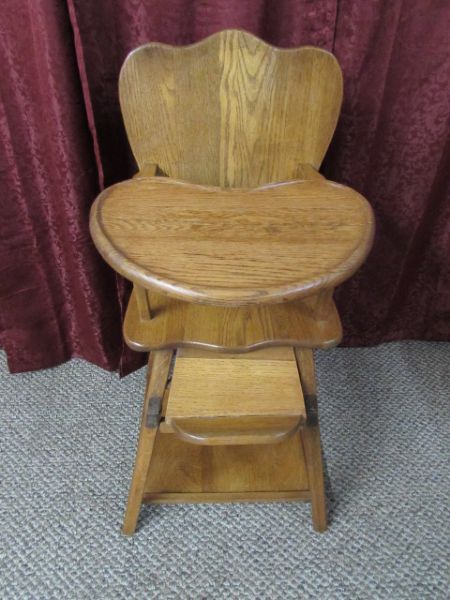 VINTAGE WOODEN BABY HIGH CHAIR