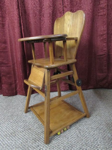 VINTAGE WOODEN BABY HIGH CHAIR