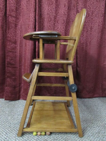 VINTAGE WOODEN BABY HIGH CHAIR