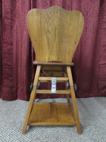 VINTAGE WOODEN BABY HIGH CHAIR