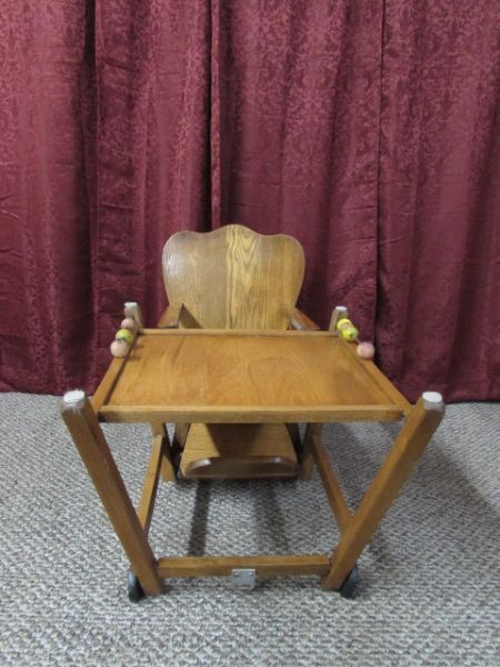 VINTAGE WOODEN BABY HIGH CHAIR