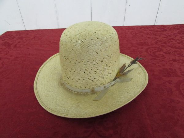 FLANNEL & STRAW COWBOY HAT - Perfect for Gold Rush Day