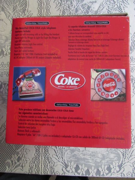UNUSED VINTAGE,STAINED GLASS LOOK COCA COLA PHONE 