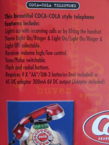 UNUSED VINTAGE,STAINED GLASS LOOK COCA COLA PHONE 