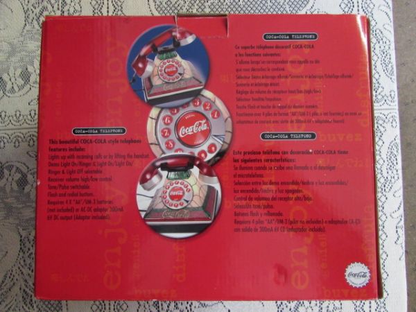 UNUSED VINTAGE,STAINED GLASS LOOK COCA COLA PHONE 