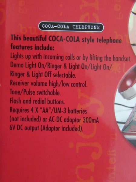 UNUSED VINTAGE,STAINED GLASS LOOK COCA COLA PHONE 