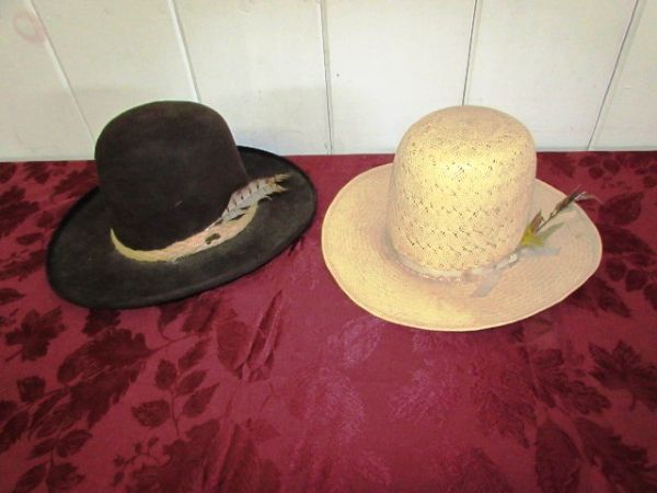 FLANNEL & STRAW COWBOY HAT - Perfect for Gold Rush Day