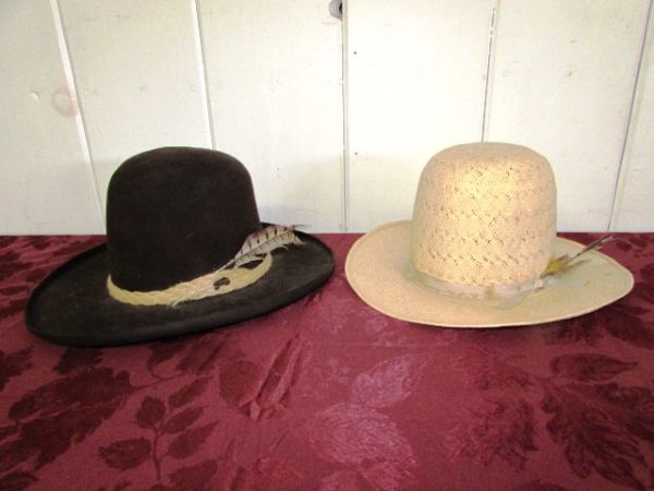 FLANNEL & STRAW COWBOY HAT - Perfect for Gold Rush Day