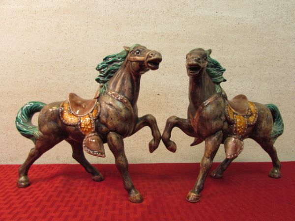 TWO VINTAGE CERAMIC HORSES  BY WALES