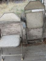 TWO VINTAGE PADDED METAL FOLDING CHAIRS