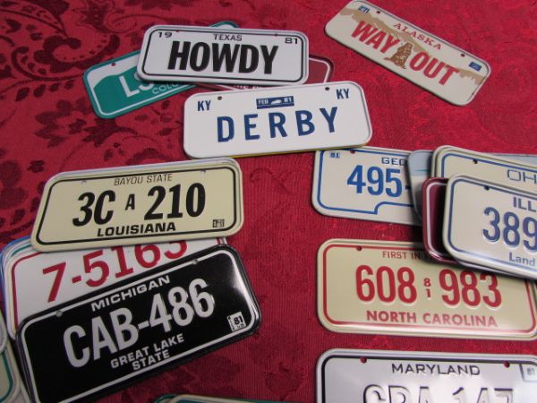 COLLECTION OF MINIATURE METAL LICENSE PLATES