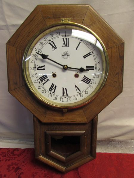 HANDSOME WOOD, WIND UP, PENDULUM WALL CLOCK 
