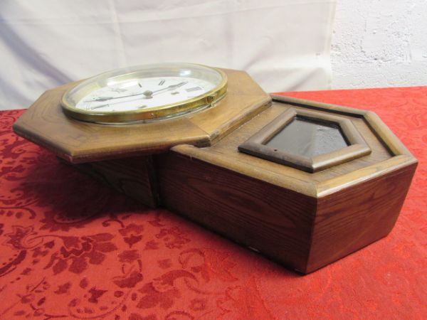 HANDSOME WOOD, WIND UP, PENDULUM WALL CLOCK 