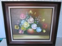 BEAUTIFUL STILL LIFE (FLOWERS) PAINTING IN GREAT DIMENSIONAL FRAME